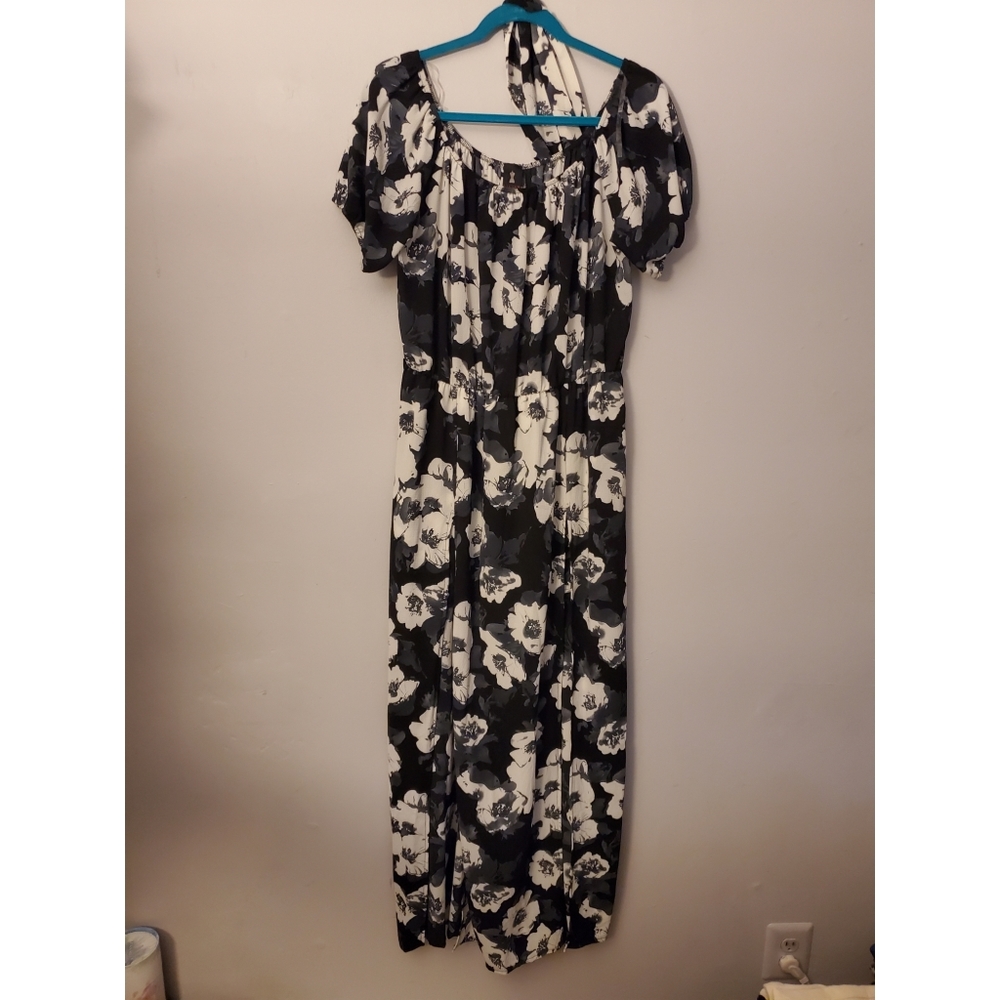 Black floral off the shoulder maxi